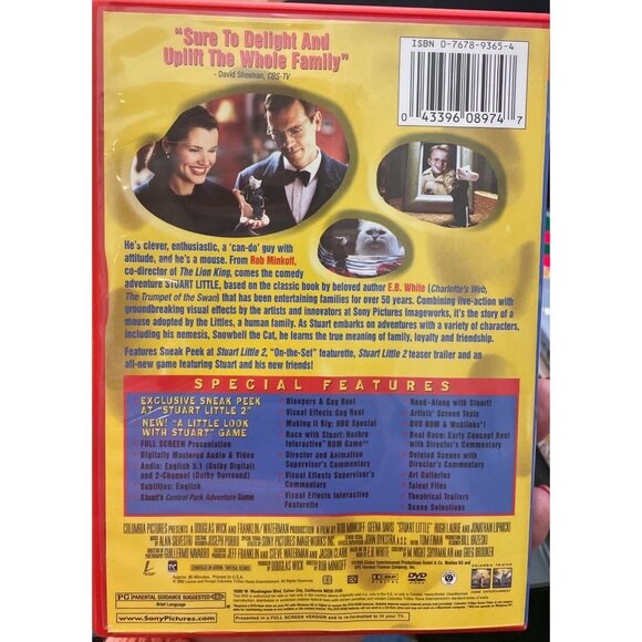 Stuart Little DVD Movie Geena Davis Hugh Laurie - Picture 2 of 2